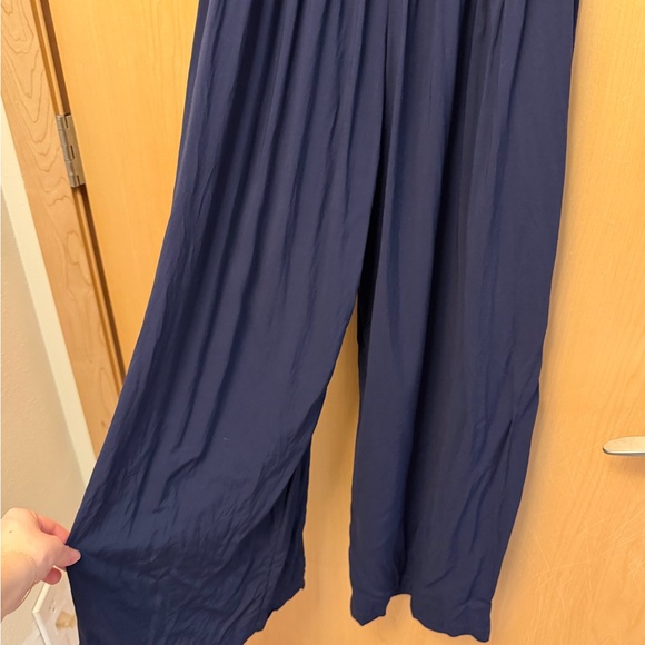 Tory Burch Navy Wide-Leg Jumpsuit with Smocked Waist - Picture 5 of 8